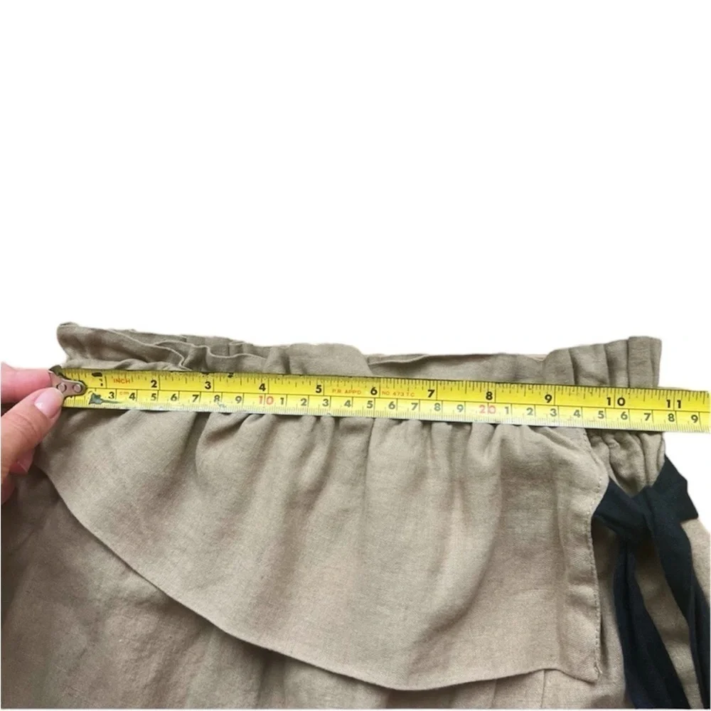 ZARA Linen Blend Faux Wrap Skirt Paper Bag Skirt sz. XS